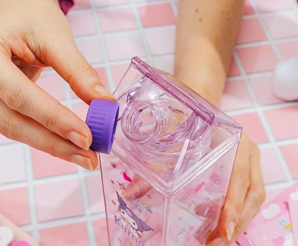 Silver Buffalo Sanrio Hello Kitty and Friends Featuring Kuromi and Raspberries Plastic Purple Milk Carton Pitcher Bottle, 16.2 Ounces thumbnail 6