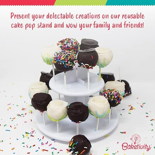 Baketivity Cake Pop Baking Kit with Stand, No Mold or Maker Needed | Certified Kosher, Includes Cake Pop Stand for Creative Arts and Crafts Fun with Kids thumbnail 5