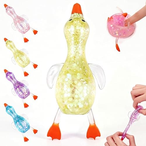 4pc Glitter Ducks, Fidget Toys Stress Balls, Stress Relief Sensory Toys, Bulk Party Supplies & Easter Gifts - Image 1