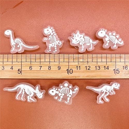 pequano 14PCS luminous Dinosaur Charms Decoration for Shoe,charms for boys Decoration for Bag,Bracelets Dinosaurs Themed Party Favor thumbnail 2