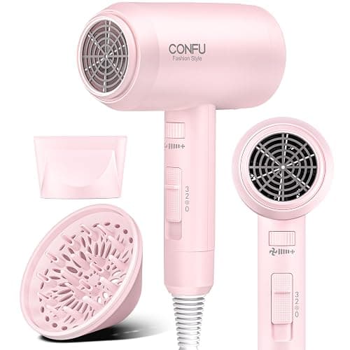Hair Dryer with Diffuser, CONFU Hair Dryers for Women, Blow Dryers for Men, Hairdryer with Diffuser Attachment, Portable Lightweight Fast Drying Negative Ion Hairdryer for Home - Image 1