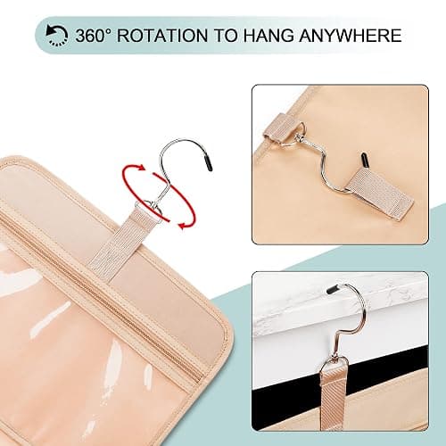 COOSKY Travel Hanging Toiletry Bag for Women, Cruise Ship Essentials, with Jewelry Organizer, Extra Large Makeup Dopp Kit, Waterproof Cosmetic Bags, Toiletries Kit Set with Trolley Belt, Blue thumbnail 9
