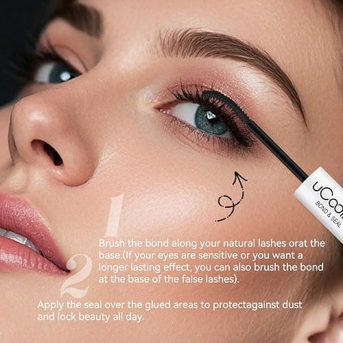 Lash Bond and Seal uCoolMe Waterproof for Lash Clusters 144Hours Super Hold Long-Lasting Non-Irritating Eyelash Glue for DIY at Home(Black Bond,10ML) thumbnail 3