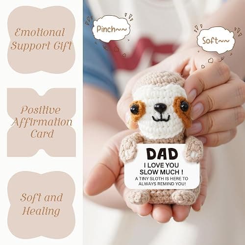 AceThrills Dad Birthday Gifts, Handmade Crochet Mini Sloth Birthday Gifts, Cute Desk Decor for Dad, Funny Emotional Gift Idea for Father thumbnail 6