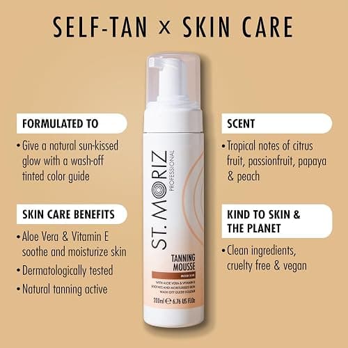 St Moriz Professional Medium Self Tanner Mousse - Sunless Instant Self Tanning Foam for a Deep, Natural Looking Fake Tan - With Aloe Vera & Vitamin E (6.76 fl oz) thumbnail 2