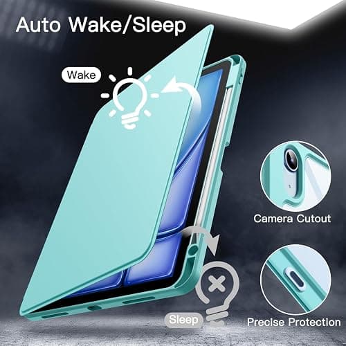 JETech Rotating Case for iPad Air 11-Inch M3/M2 (2025/2024), iPad Air 5/4 (2022/2020 5th/4th Generation), 360 Degree Rotation Protective Stand Cover Clear Back, Auto Wake/Sleep (Mint Blue) thumbnail 6