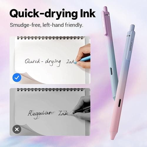Writech Retractable Gel Ink Pens: 8ct Black Ink 0.5mm Fine Point Tip Pen Comfort Grip Smooth Writing with Aesthetic Gradient Color Barrel for Journaling Note Taking Sketching No Bleed & Smear thumbnail 6