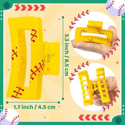 PANTIDE 4Pcs Softball Hair Claw Clips for Women Girls - Sport Game Day Rectangle Nonslip Banana Hair Clips, Thin Thick Short Long Curly Hair Accessories, School Daily Softball Party Birthday Gift thumbnail 2