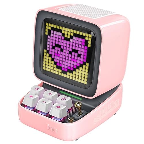 Divoom Ditoo Retro Pixel Art Game Bluetooth Speaker with 16X16 LED App Controlled Front Screen (Pink) - Image 1