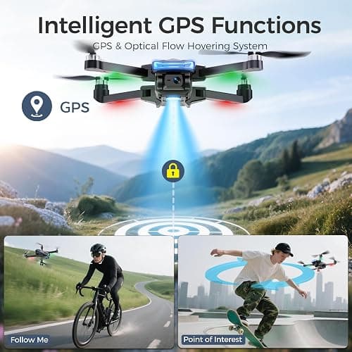GPS Drone with 4K HD Camera EIS for Adults, 4.5 inch Screen on Remote Controller,FPV RC Drones with Auto Return, Follow Me and Lightweight,,2 PCS Batteries for Long Flight Time,Easy Fly Quadcopter for Kids & Beginners,Under 250g thumbnail 6