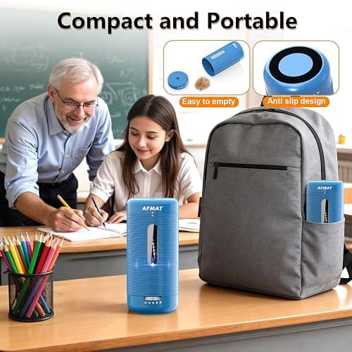 AFMAT Electric Pencil Sharpener, Fully Automatic Pencil Sharpener, Auto in & Out, Rechargeable Hands-Free Sharpeners for Jumbo & Colored Pencils (6.5-12mm), Portable for Home/Classroom/Office PSC2 thumbnail 7