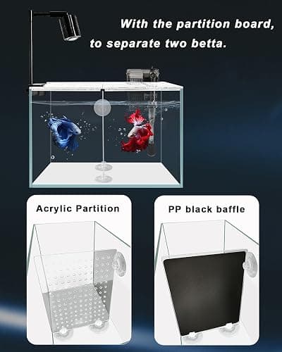 iPriro Fish Tank, 3 Gallon Ultra-Clear Glass Fish Aquarium, with Separator Plate for Betta, Fish Tank Starter kit with Filter and Adjustable Led Light, White thumbnail 4
