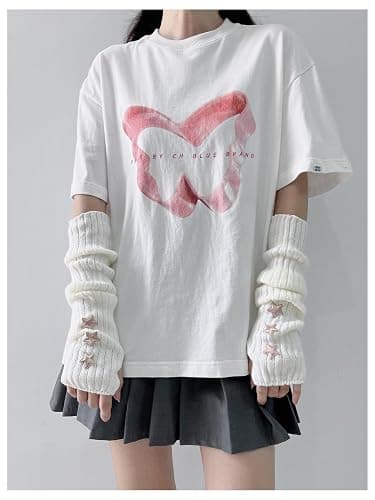 Verdusa Women's Y2k Arm Warmers Heart Knit Arm Sleeves Fingerless Gloves thumbnail 5