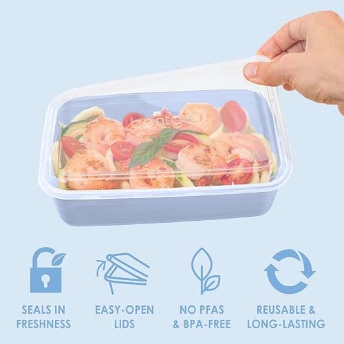 Bentgo Prep - 20-Piece 1-Compartment Reusable Meal Prep Containers with Lids, PFAS & BPA Free Materials, Durable, Microwave, Freezer, & Dishwasher Safe To Go Food Storage (Periwinkle) thumbnail 5