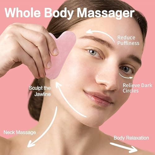 huefull Gua Sha Facial Tools for Face and Body –Spa Gifts for Women, Natural Rose Quartz Guasha Tool for Face, Relieving Tension,Self Care Gift for Women & Men thumbnail 4