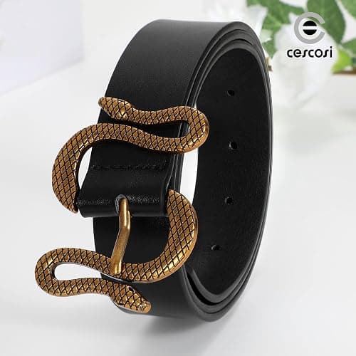 C O E CESCOSI Women Leather Belt with Snake Buckle Fashion Women Belt for Jeans Pants Dresses thumbnail 6