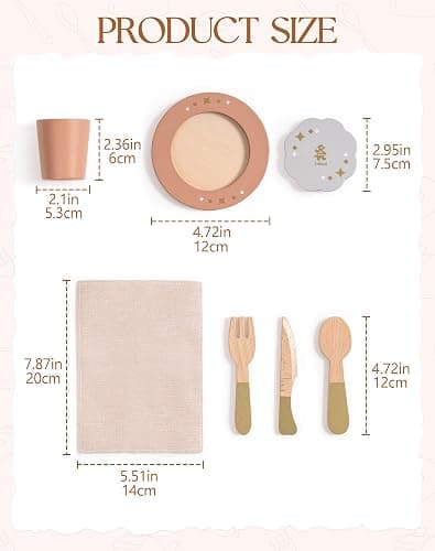 ROBUD 4-Set Wooden Play Dishes Set - Montessori-Inspired Play Food Accessories for Kids, Pretend Play Kitchen Set for Toddlers, Role Play Gift for Boys and Girls thumbnail 8