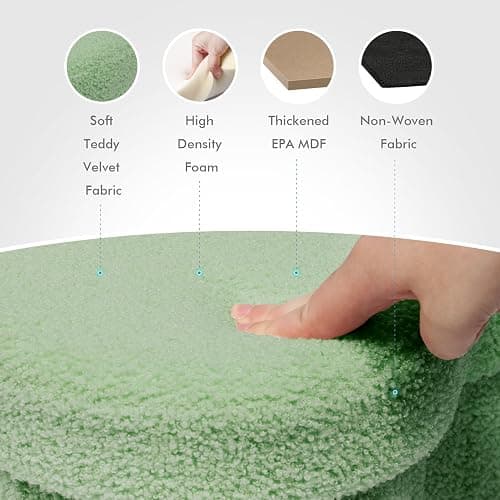 B FSOBEIIALEO Storage Ottoman Cube, Flowers Shaped Ottomans with Storage Foot Stool Footrest for Lving Room, Boucle Ottoman Seat for Dorm Room,Faux Teddy Fur, Green 12.6"x12.6"x12.6" thumbnail 7