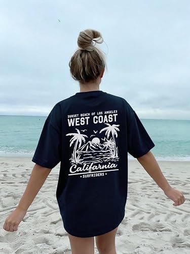 Aevumell Women's Graphic Print Summer Short Sleeve Vacation T Shirts Cute Casual Tops thumbnail 5