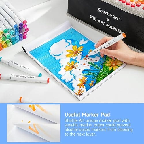 Shuttle Art 310 Colors Alcohol Markers, 309 Colors Dual Tip Art Marker Set Plus Colorless Blender, Micro-tip Pens, White Highlighter Pens, Marker Bag with Holders Perfect for Students Adults Coloring thumbnail 6