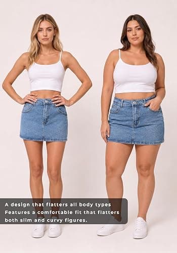Women’s Stretchy Denim Skort Skirt with Built-in Shorts, High Waisted Casual Y2KJean Mini Skirt thumbnail 5