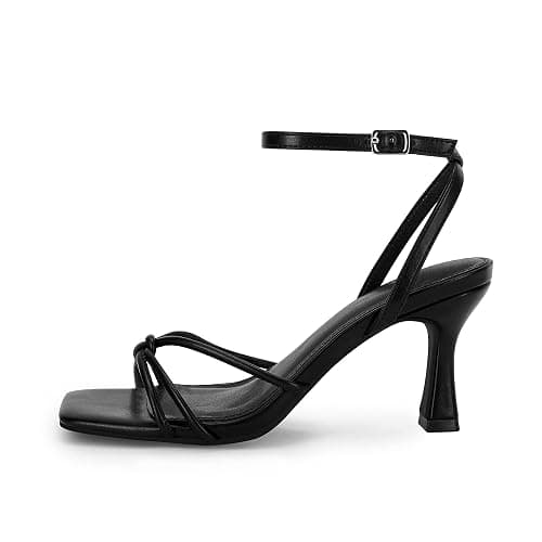 LAICIGO Women's Square Open Toe Heeled Sandals Stiletto Kitten Heel Ankle Buckle Strap Slingback Summer Dress Sandals thumbnail 3
