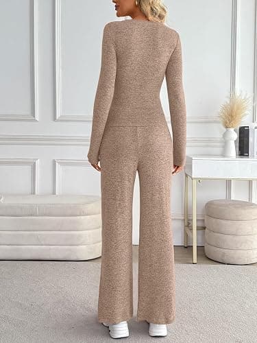 LILLUSORY Womens 2 Piece Matching Lounge Sets 2025 Fall Fashion Knit Sweater Airport Travel Vacation Outfits Gym Sweatsuits thumbnail 4