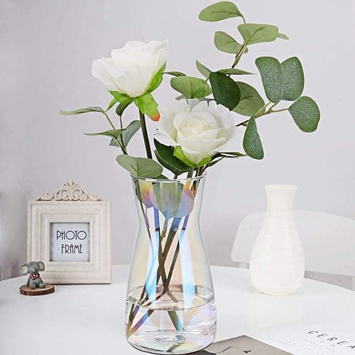 8 inch Iridescent Glass Flower Vases for Centerpiece Table Home Indoor Desk Decor,Ins Modern Boho Style Vase for Wedding Housewarming Gift thumbnail 6