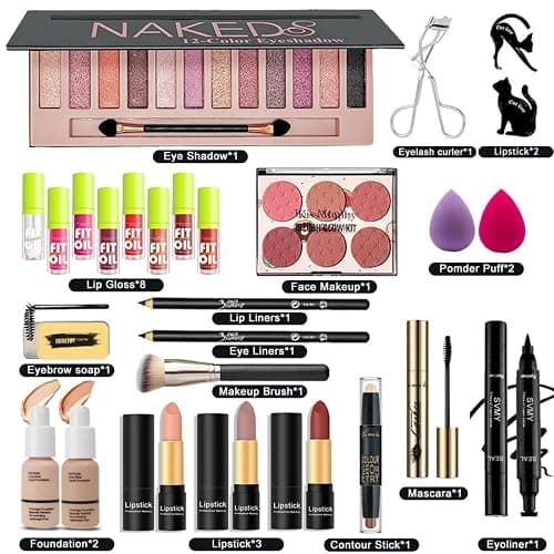 28 Pcs All in One Full Makeup Kit for Women, Makeup Set for Women&Beginner,Eyeshadow, Foundation, Lipsticks, Eyeliner, Mascara, Brow Soap Make Up Gift Set for Women Teen Makeup Kit For Girl thumbnail 2