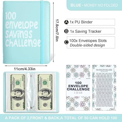 APMFHO 100 Days Money Saving Challenge Coin Envelope Budgetstorage Book, Money Saving Binder, Easy and Fun Way to Save $10,000 or $5,050, Saving Challenge Book with Family, Friends, Bestie thumbnail 2