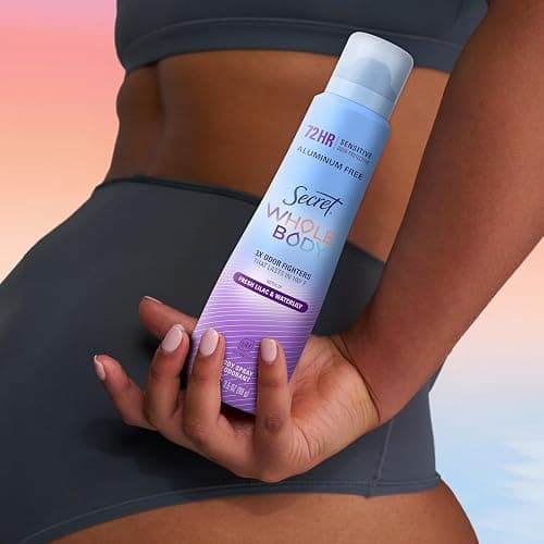 Secret Aluminum Free Whole Body Deodorant Spray for Women, 72hr Sensitive Freshness & Odor Defense, PH Balanced, Invisible Protection, Safe to Use Everywhere, Fresh Lilac & Waterlily Scent, 3.5 oz thumbnail 8