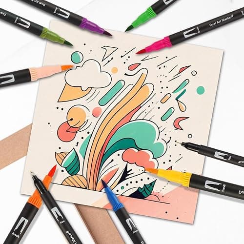 Jnyan Dual Brush Marker Pens, 24 Colors Fine & Brush Tip for Adults and Kids – Felt Tip for Coloring, Drawing, DIY Projects, Journaling, Scrapbooking, and School Supplies - 24 thumbnail 6