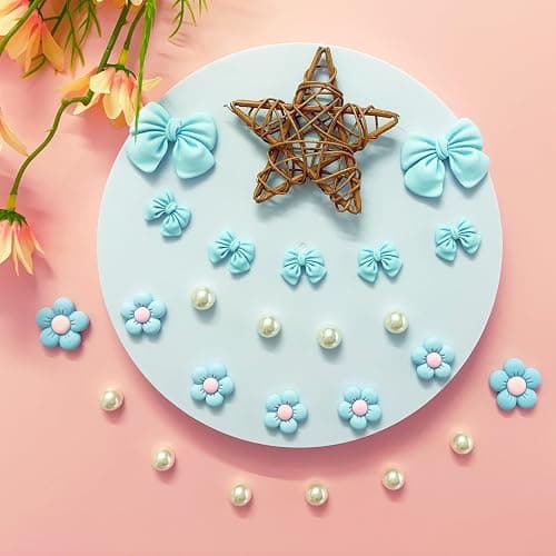 Resin Pink Bow Shoe Charms for Girls, 24Pcs Cute Flower Accessories for Clog Sandals, Pearl Decoration for Women, DIY Party Favor thumbnail 7