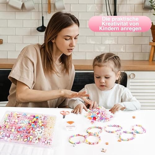Amteker Geschenke für Mädchen, Perlen für Auffädeln DIY 24 Farben, Bastelset Kinder ab 4 6 Jahre, Armbänder Selber Machen, Basteln Mädchen Einhorn Geschenk 4-6-8 Jahre, Ostergeschenke Kinder Teenager thumbnail 6
