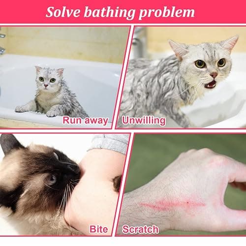 Catcan Cat Bathing Bag, Breathable Cat Grooming Bag, Anti Scratch Adjustable Cats Shower Washing Bag with Mesh for Nail Trimming thumbnail 5