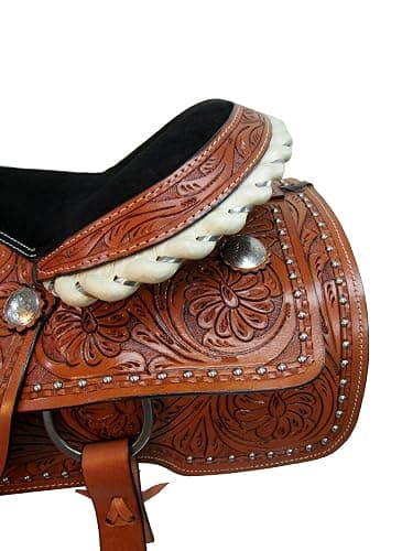 Western Trail Saddle Horse Pleasure Comfortable Ride Tooled Leather Rodeo Cowboy Saddles 15 16 17 18 FQHB thumbnail 6
