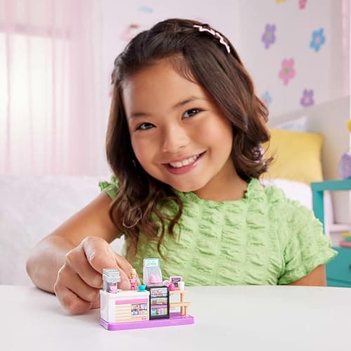 Barbie Mini BarbieLand Collectible Bakery Playset with 1.5-Inch Doll, Coffee Maker Station, Pastry Display and Seating Area for Storytelling Play thumbnail 2