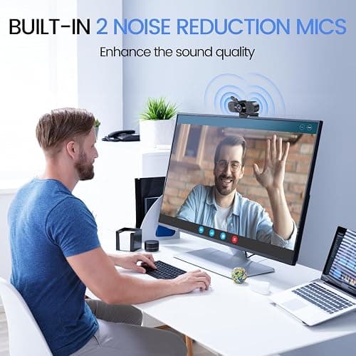 EMEET 1080P Webcam with Microphone, C960 Web Cam, 2 Mics, 90° FOV, USB Type-A & A-to-C Adapter, Plug&Play Computer Camera for Online Calling, Zoom/Teams/Facetime, Switch 2 Camera Support, 2025 Version thumbnail 3