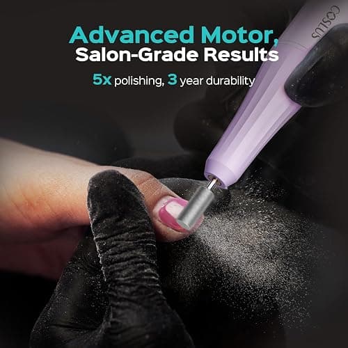 COSLUS C52 Electric Cordless Nail Drill: Professional Nail File kit with LED Screen for Acrylic Gel Powder. Portable for Home DIY & Salon Use. Manicure Pedicure for Beginners, Women, Travel, Purple thumbnail 6