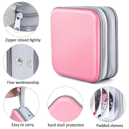 Bivisen CD/DVD Case Wallet, Light Pink, 48 Capacity, Durable Plastic and Non-Woven Fabric Material, Easy to Carry and Organize CDs and DVDs thumbnail 2