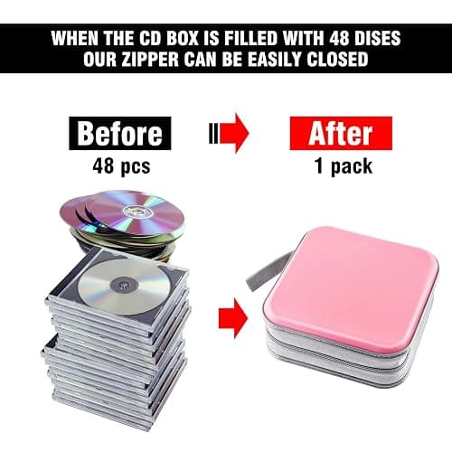 Bivisen CD/DVD Case Wallet, Light Pink, 48 Capacity, Durable Plastic and Non-Woven Fabric Material, Easy to Carry and Organize CDs and DVDs thumbnail 4