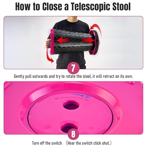Doseno Upgraded Foldable Stool Thickened, Portable Collapsible Stool Retractable Stool for Fishing, Hiking Tours, BBQ, Parties, Outdoor Activities（Pink） thumbnail 5