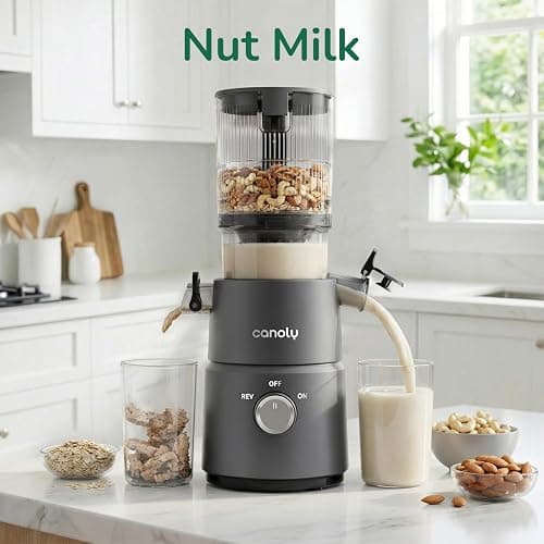 Canoly C03 Cold Press Juicer, 4.5" Wide Feed Chute Juicer Machine with 200W AC Motor, Fit Whole Vegetables & Fruits, 2-in-1 Strainer (Juice & Nut Milk Maker), Space-saving, Easy to Clean, Dark Gray thumbnail 7