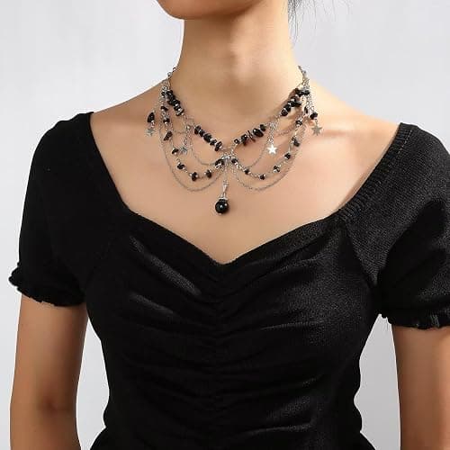 Blue Drop Renaissance Jewelry Natural Stone Star y2k Fairy Renaissance Choker Necklace for Women Fairy Fantasy Boho Jewelry thumbnail 2