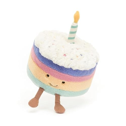 Jellycat Amuseables Rainbow Birthday Cake Stuffed Toy, Medium 6 inches - Dessert Plush - Birthday Gift thumbnail 5