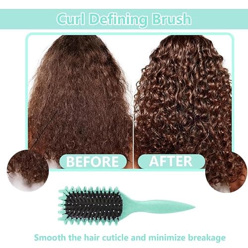 Brosse à boucler, brosse coiffante pour cheveux bouclés d'hommes et de femmes pour fixer et modeler les boucles, réduire les mèches rebelles et la séparation des boucles (Vert, 24cm) thumbnail 5