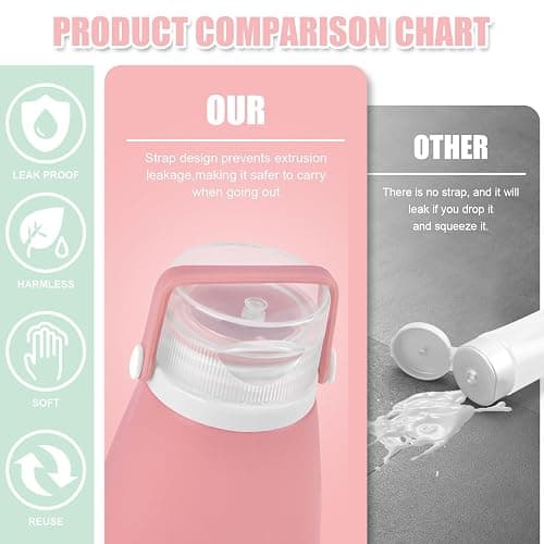 18 Pcs Travel Bottles for Toiletries Gym TSA Approved, Leak Proof with Bandage Silicone Squeezable 3oz for Toner Shampoo Conditioner Lotion Body Wash with Funnel Toothbrush Cover Tag and Wash Bag thumbnail 6