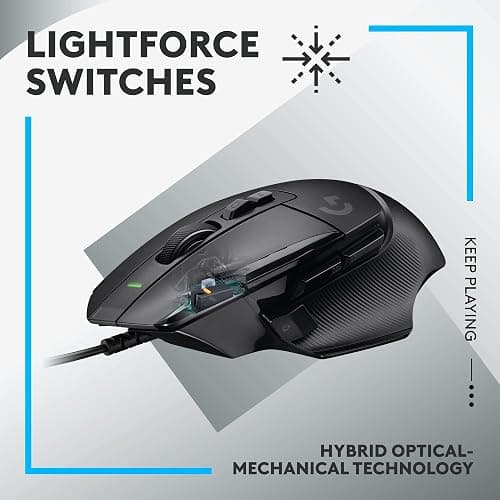 Logitech G502 X Wired Gaming Mouse - LIGHTFORCE hybrid optical-mechanical primary switches, HERO 25K gaming sensor, compatible with PC - macOS/Windows - Black thumbnail 2