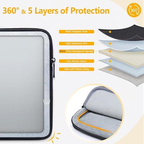 HYZUO 15-16 Inch Laptop Sleeve Bag Set for MacBook Pro 16 M4/M3/M2/M1 Pro/Max, 15" Surface Book, Notebook Case for 15" 15.6" HP Dell Lenovo ThinkBook Asus Acer Samsung Huawei, Black thumbnail 4