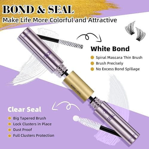 B&Qaugen Lash Bond and Seal 10ML Clusters Lash Glue Waterproof Long Lasting Mascara Wand Lash Extension Bond and Seal Strong Hold 2 in 1 Bond and Seal for DIY Lash Extensions（White Bond and Seal,10ML） thumbnail 3